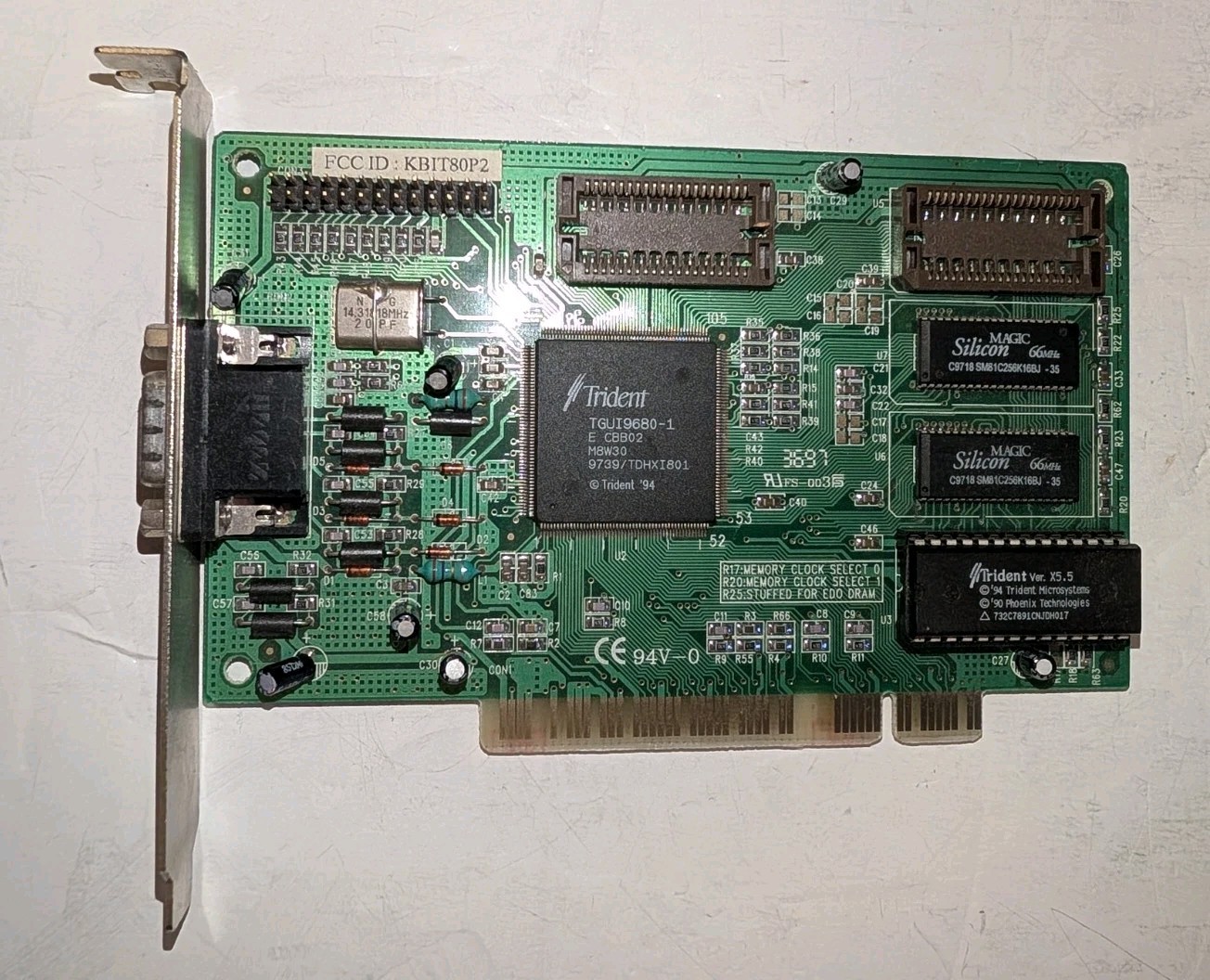 Vintage Trident TGUI9680-1 U-9680F VGA DOS RETRO PCI Gaming Video Graphics Card.