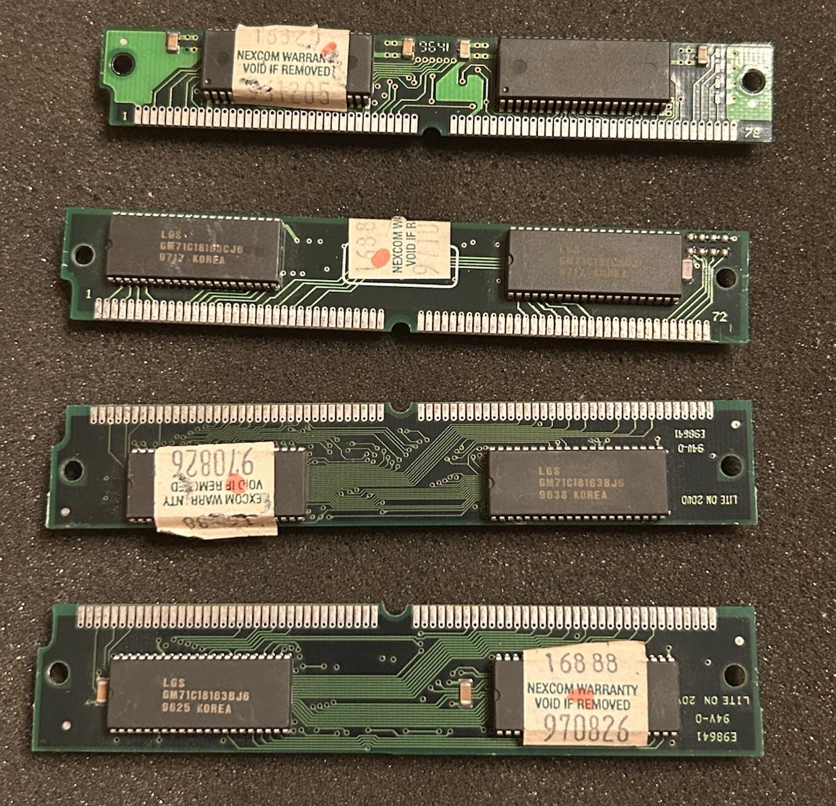 128MB Lot 4x 32MB 72 Pin SIMM RAM LGS GM71C18163BJ6 5V Non Parity Memory Untest