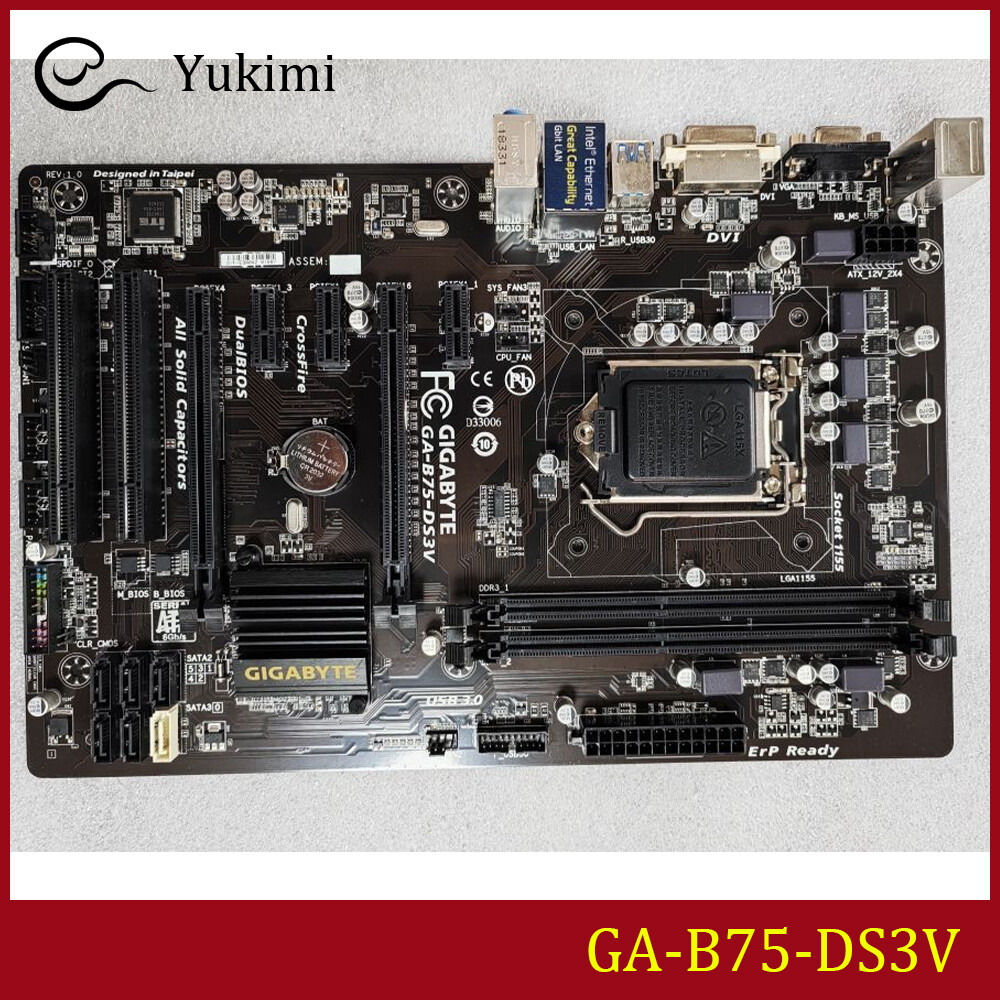 FOR GIGABYTE GA-B75-DS3V DDR3*2 16GB LGA 1155 DVI VGA ATX Ｍotherboard Test OK
