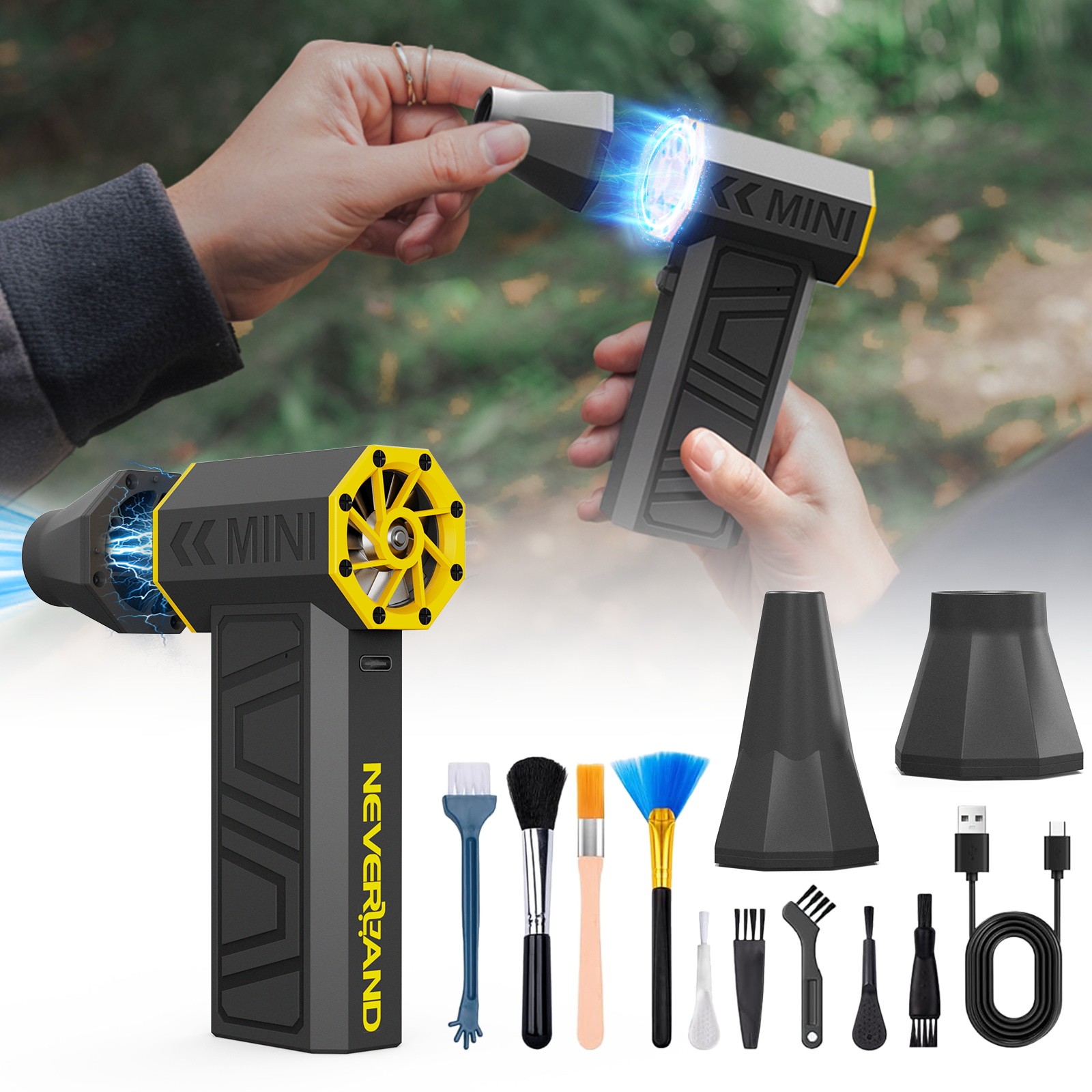 Portable Compressed Air Duster-23 Gear Adjustable 180000RPM Electric Air Duster