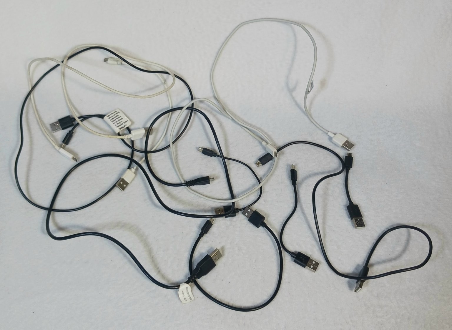 Charging Cords Lot of 10+ USB to Micro USB Cables Mixed Black White