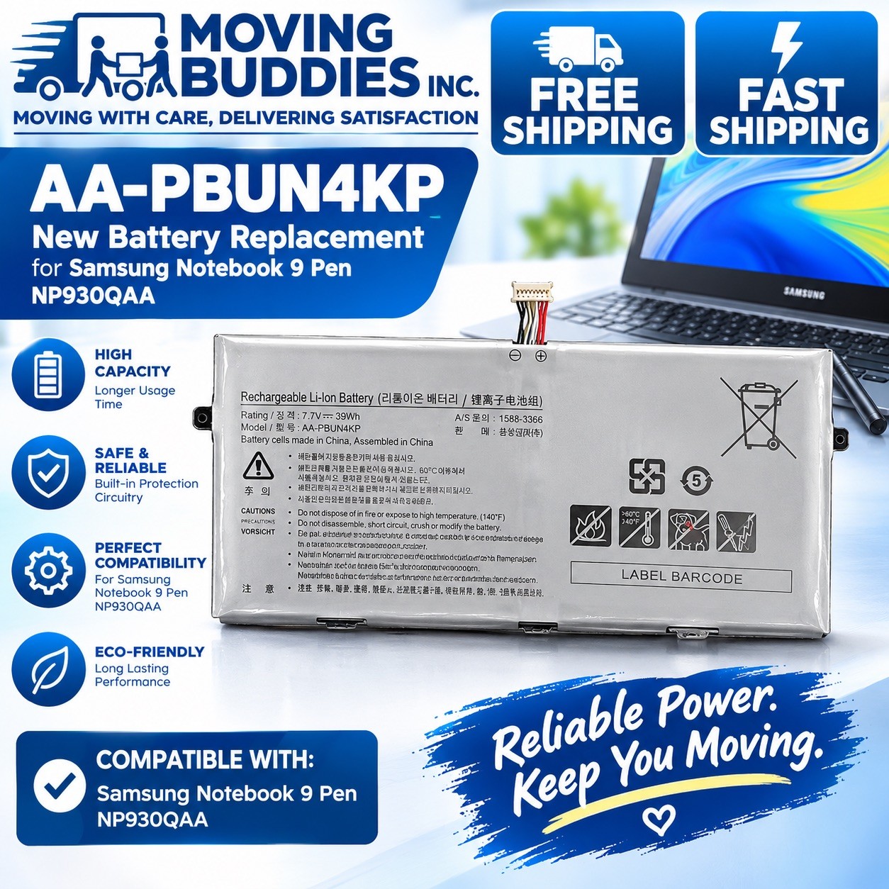 AA-PBUN4KP New Battery Replacement for Samsung Notebook 9 Pen NP930QAA NEW