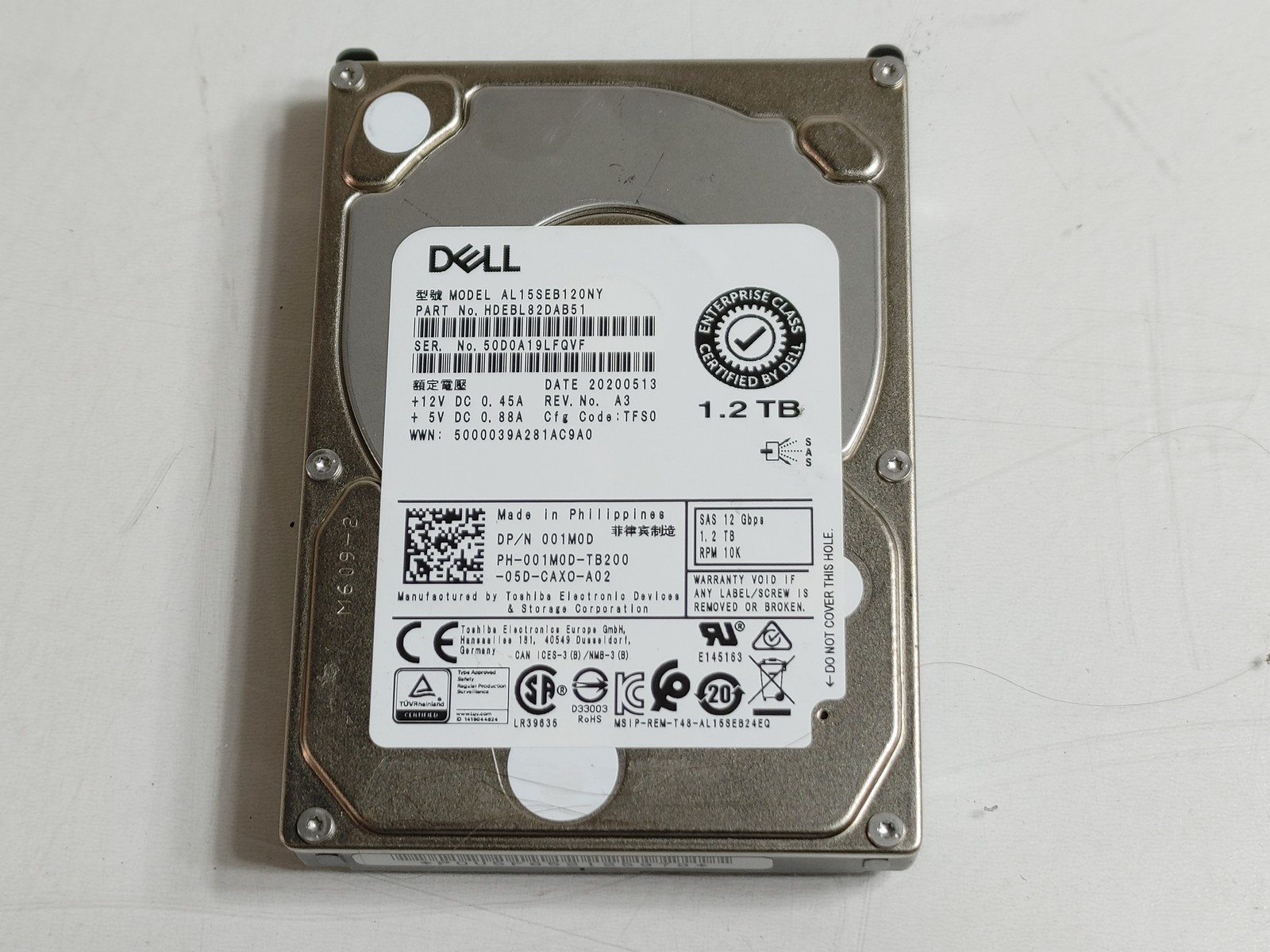 Toshiba Dell AL15SEB120NY 1.2 TB SAS 3 2.5 in Enterprise Hard Drive
