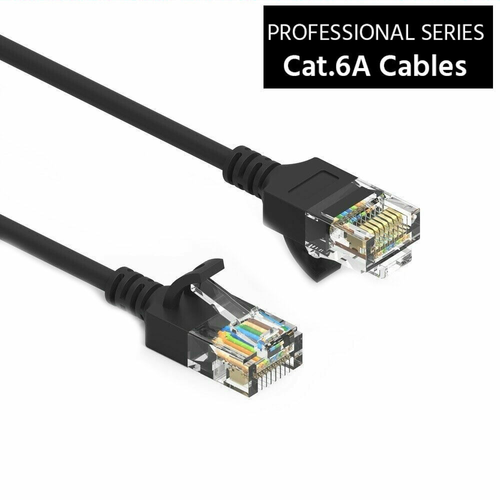 0.5 - 50 Ft CAT6A Slim RJ45 Network LAN Ethernet Copper Wire Color Patch Cable