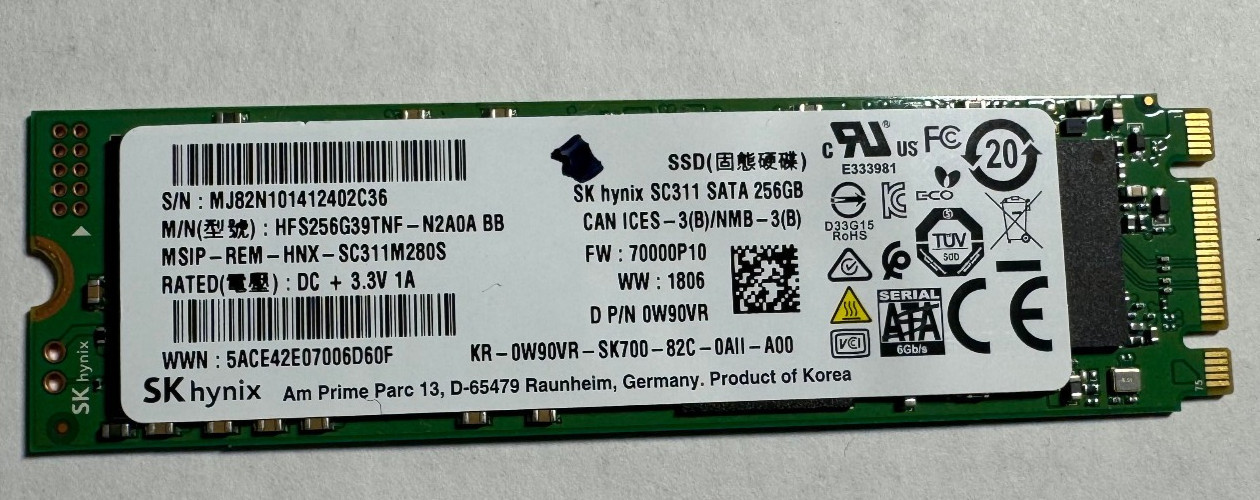 SK hynix SC311 256GB HFS256G39TND-N210A M.2 2280 SATA III SSD Tested Working