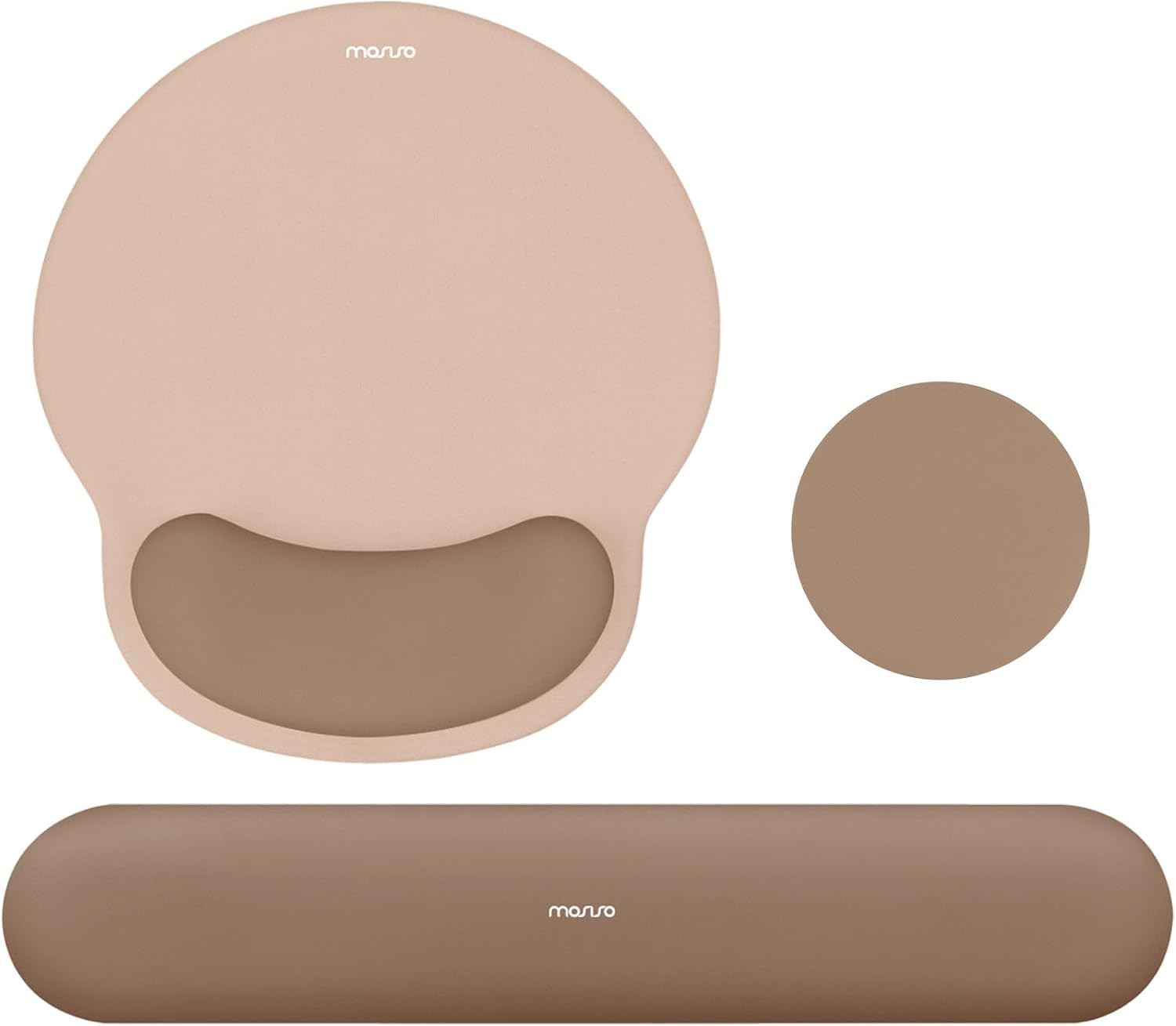 Kit Mouse Pad y Reposamunecas Teclado Soporte de Muneca Cojin Ergonomico Moka