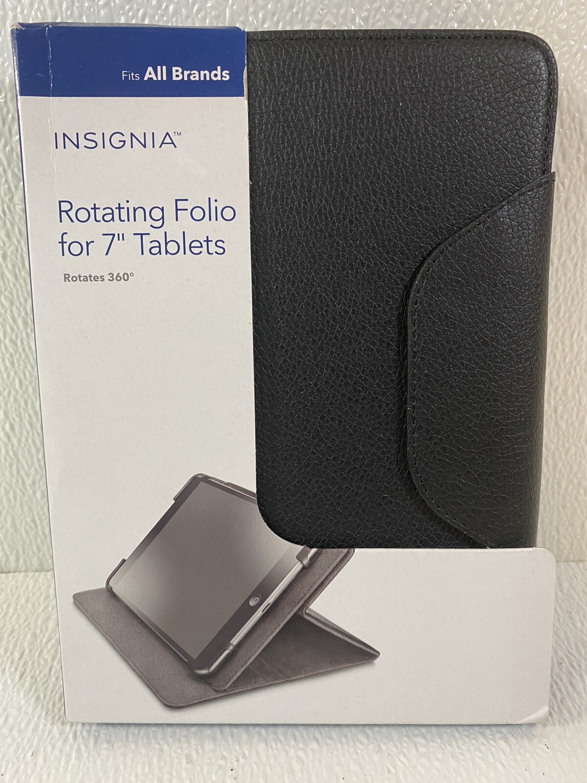 Insignia 360 Rotation Flex Fit System BLACK Folio Case for most 7” Tablets