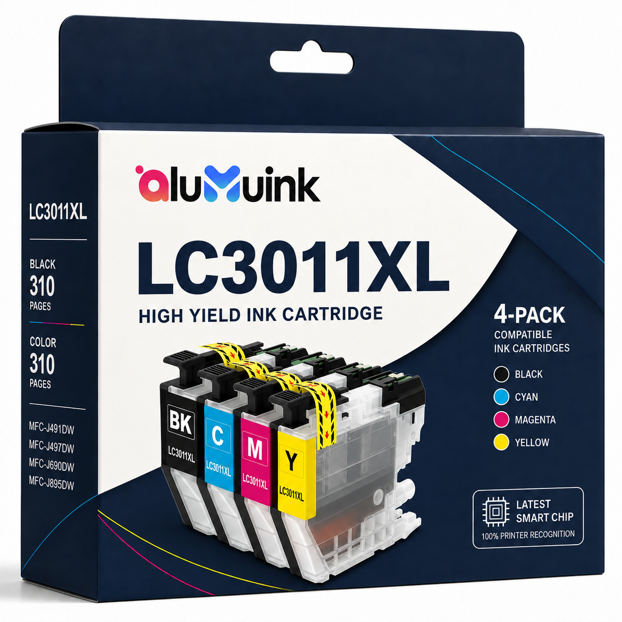 LC3011XL Ink Cartridge High Yield Replacement for MFC-J690DW MFC-J895DW 4PACK