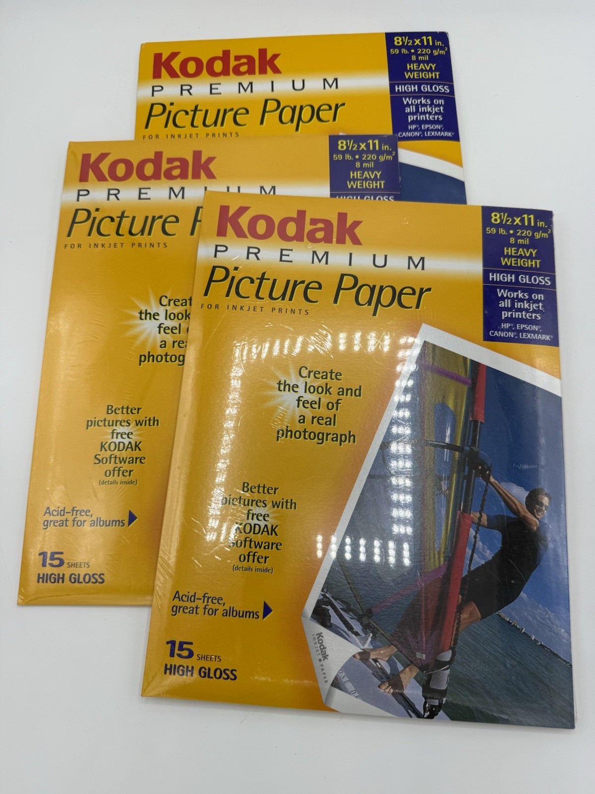 KODAK Premium Picture Paper 8.5x11 in. High Gloss 15ct Lot of 3 (SHIPS FREE)