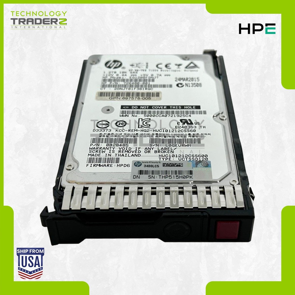 718162-B21 HP 1.2TB SAS 10K 6Gb 2.5" SC HDD 726480-001 697578-005 W/ Blank Tray