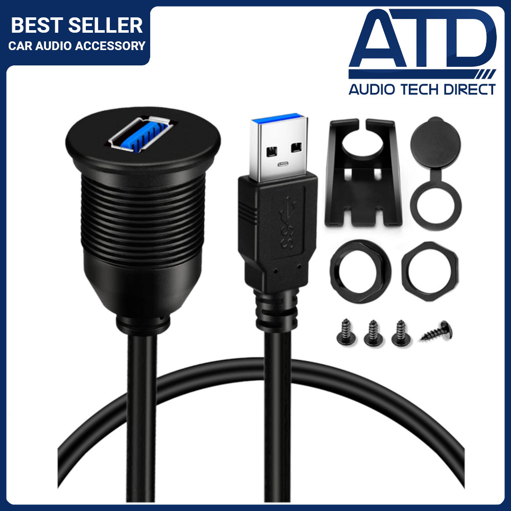 Car Dashboard Panel USB 3.0 Male to Female Flush Mount car Extension Cable 1M