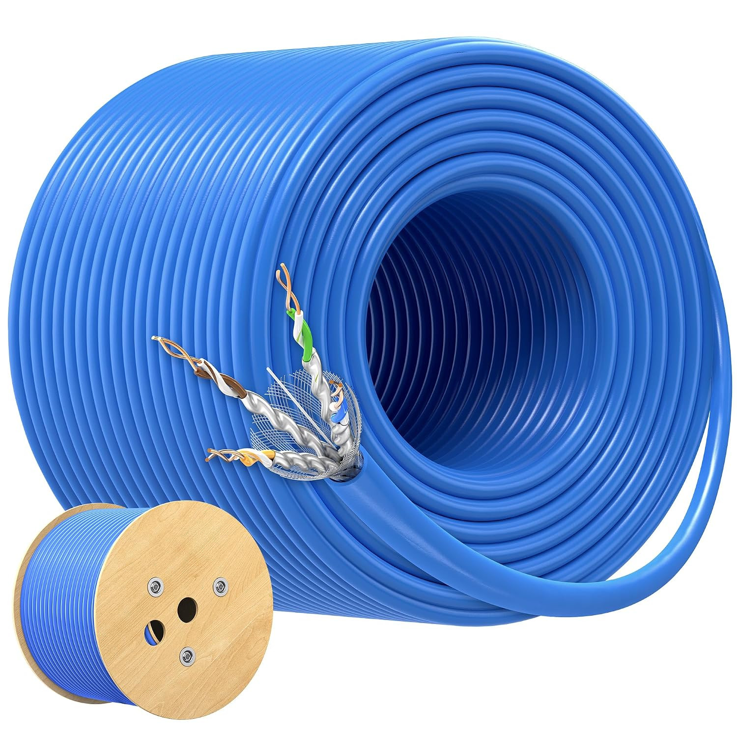 [UL Listed] 10Gbps 23AWG Shielded Cat 6A Cable, 1000Ft, Blue