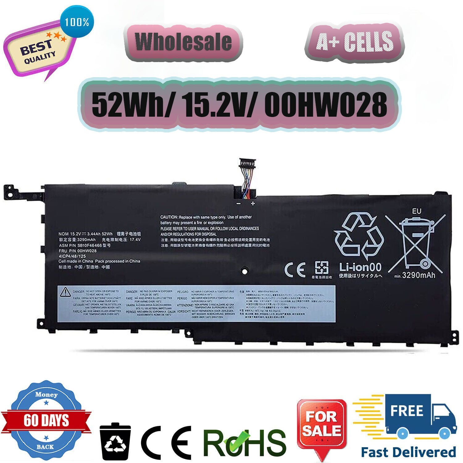 Battery FOR LENOVO ThinkPad X1 Yoga 1st 2nd Gen 01AV438 01AV439 01AV409 01AV458