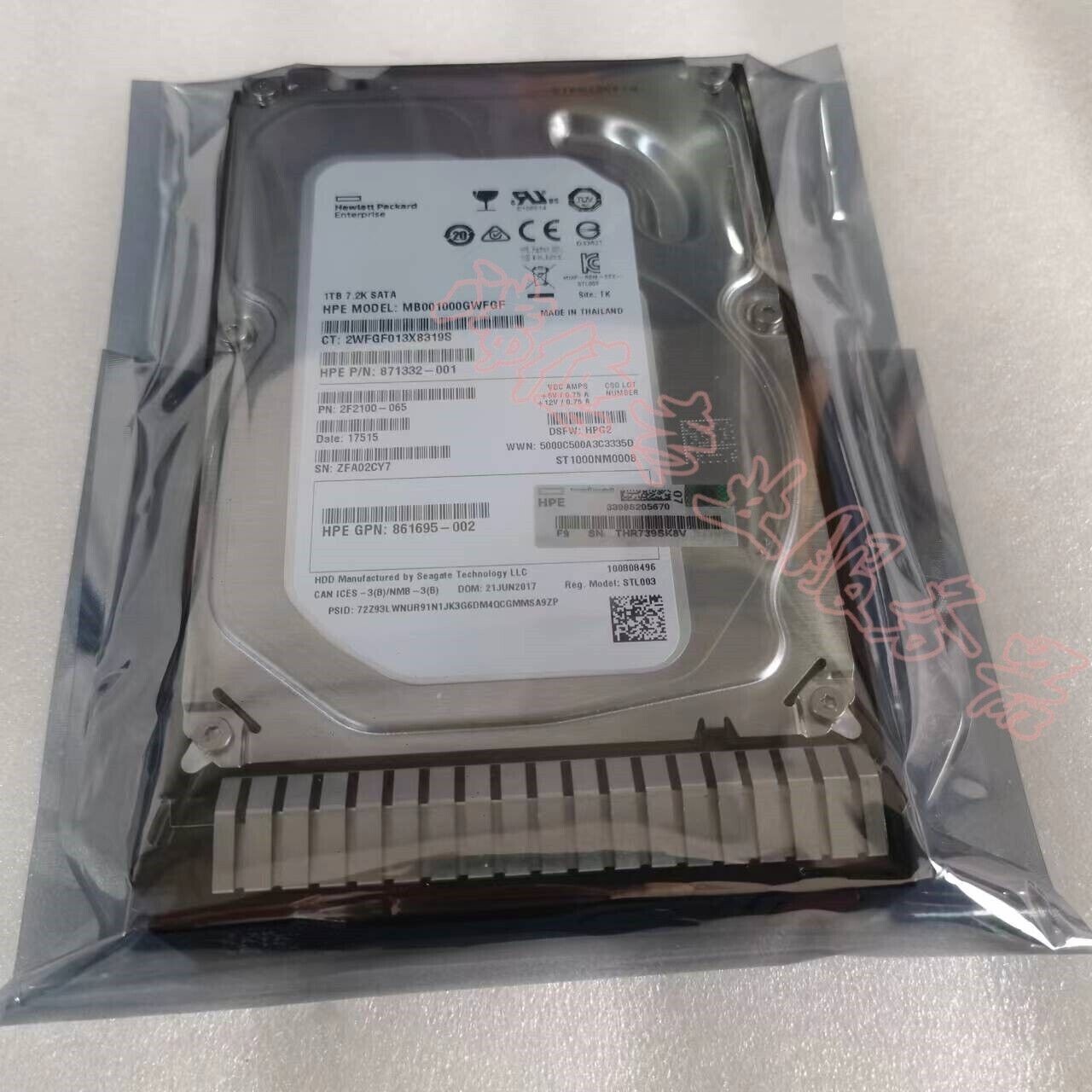 861691-B21 Compatible HP1TB SATA 6G 3.5 LFF Midline Smart Carrier HDD 862128-001