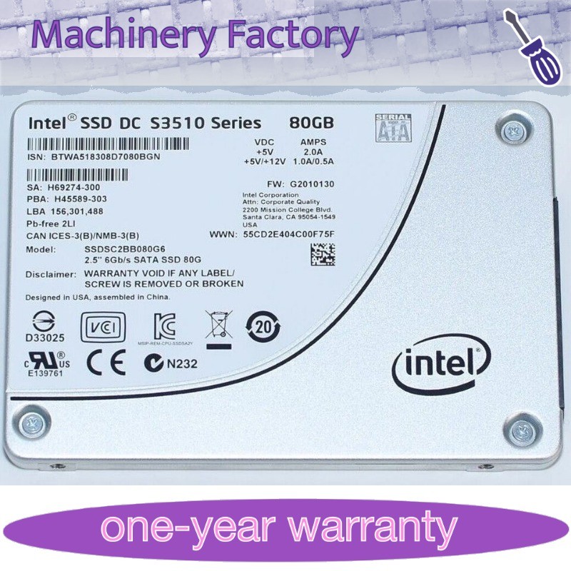 New 80GB Intel S3510 Series SSDSC2BB080G6 SATA 2.5 Internal Solid State Drive