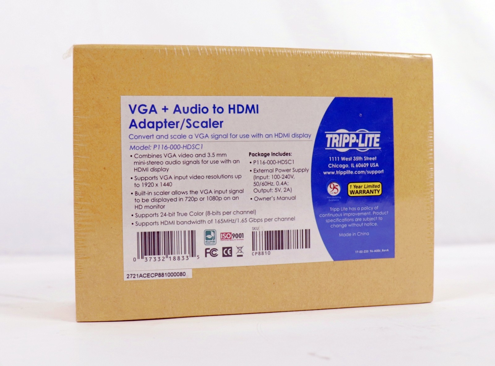 New Sealed Tripp Lite P116-000-HDSC1 VGA+HDMI Adapter/Scaler