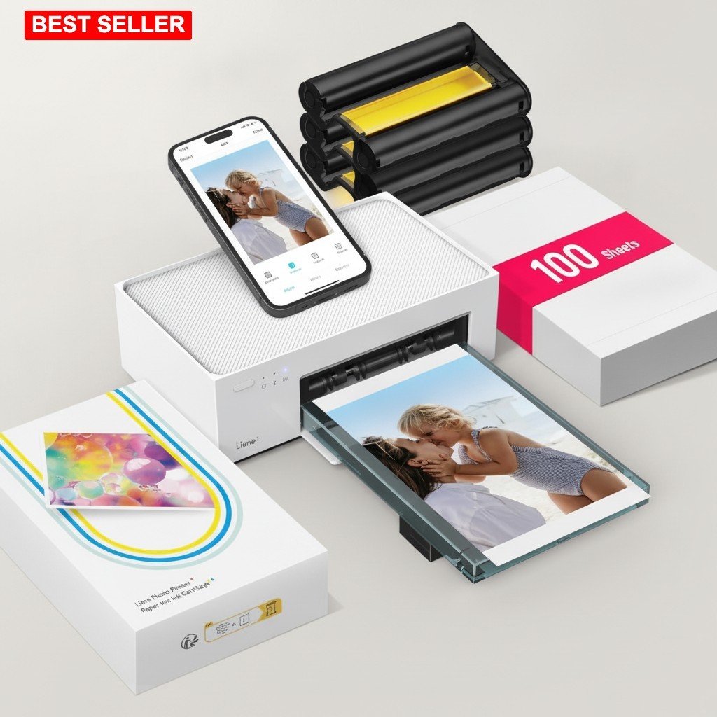 Photo Printer Portable 4x6 Inch Dye Sublimation Color Home Office Smartphone