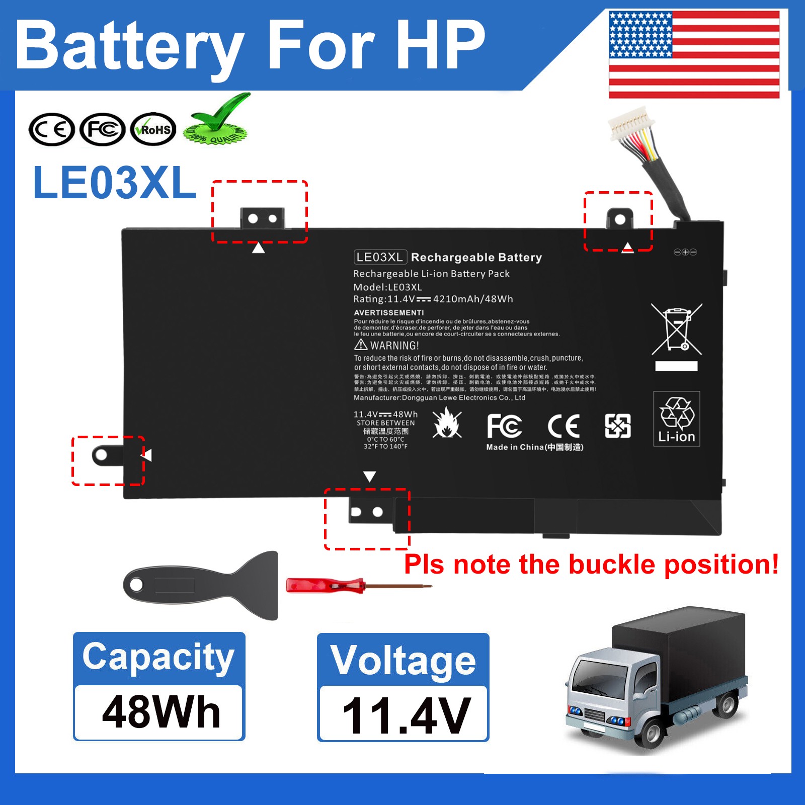 For HP Envy x360 m6-w103dx 15.6" Battery 11.4V 48Wh 4050mAh 796356-005 LE03XL US