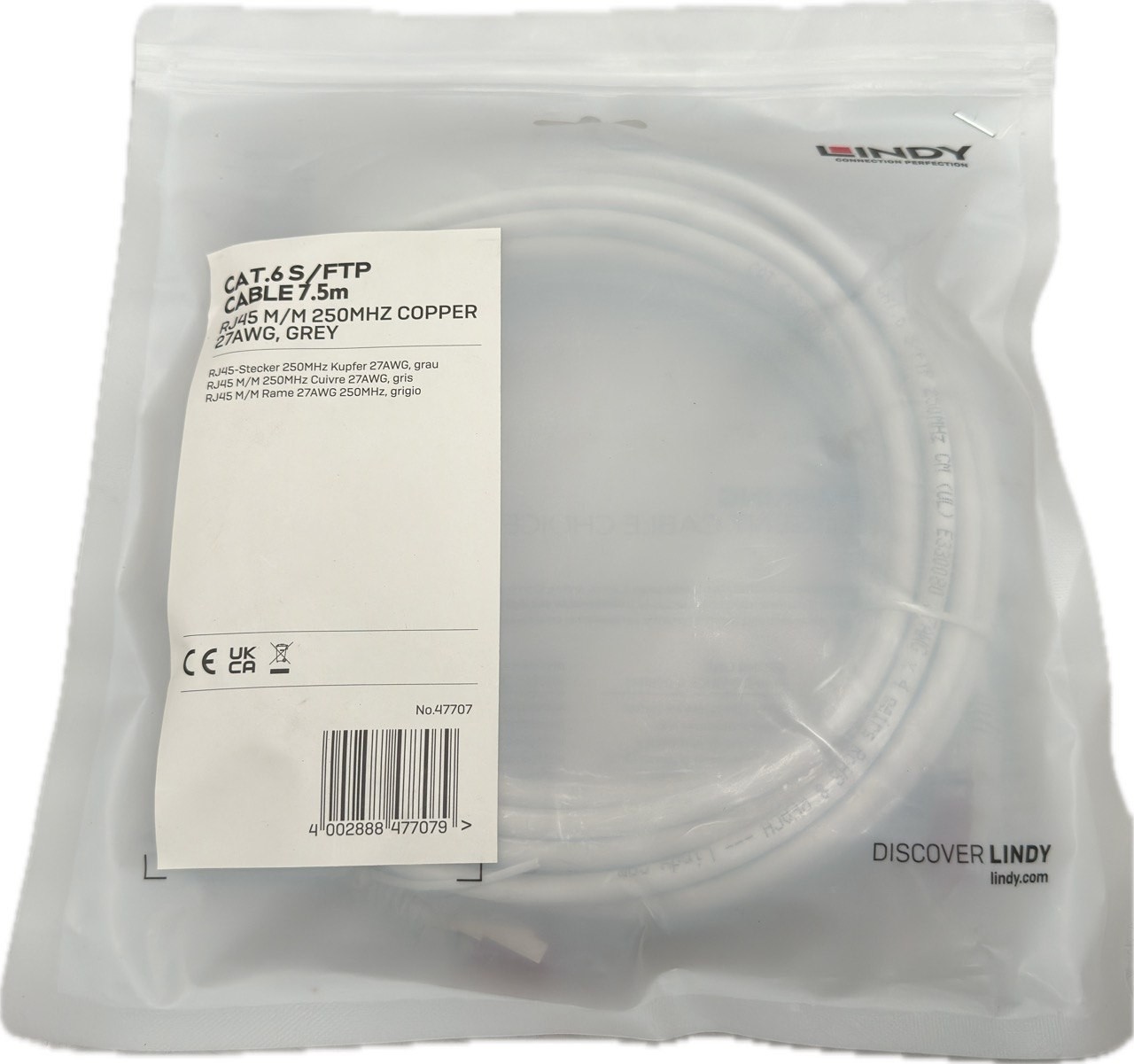 Lindy 47707 Cat.6 S/FTP Cable 7.5m