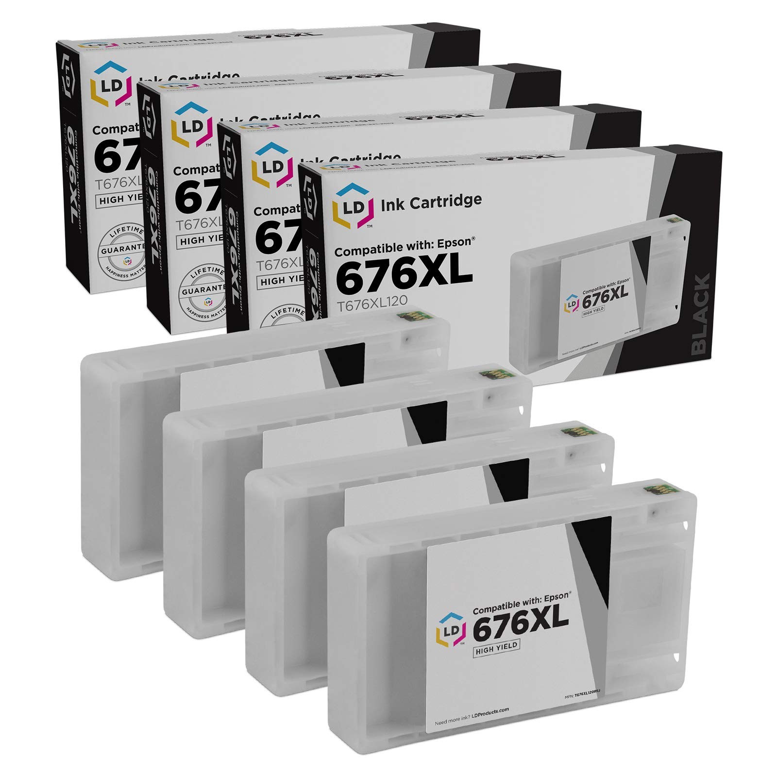 LD 4PK T676XL120 676XL Black HY Ink Cartridge for Epson WP-4530 WP-4540 WP-402