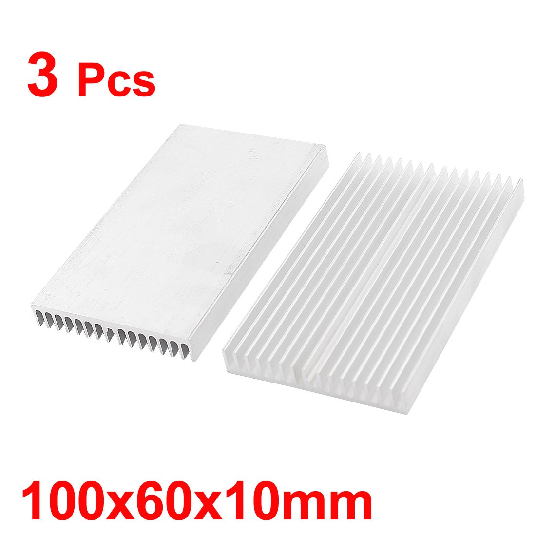 3 Pieces Silver Tone Aluminium Radiator Heatsink Heat Sink 100x60x10mm