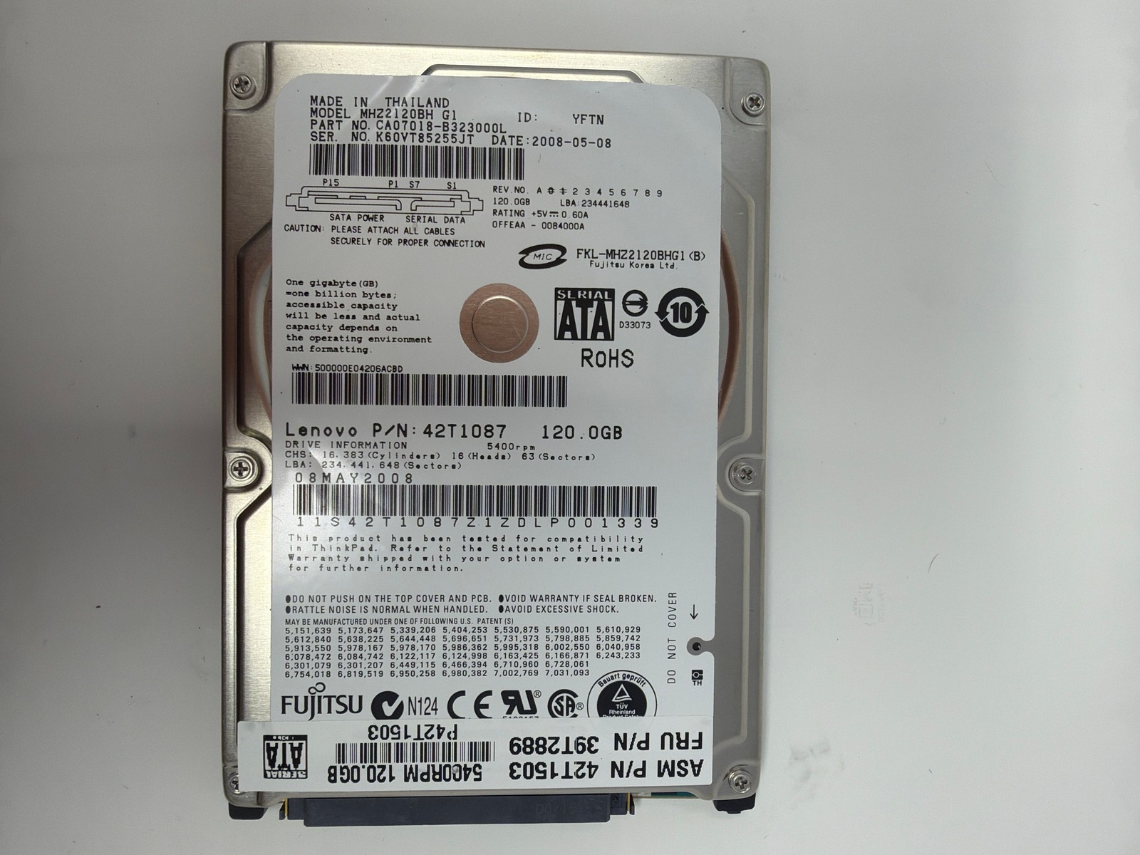 Fujitsu MHZ2120BH G1 120GB SATA Grade B