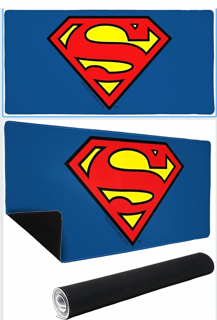 Superman Classic S Shield - Alfombrilla de mouse grande para juegos con bordes