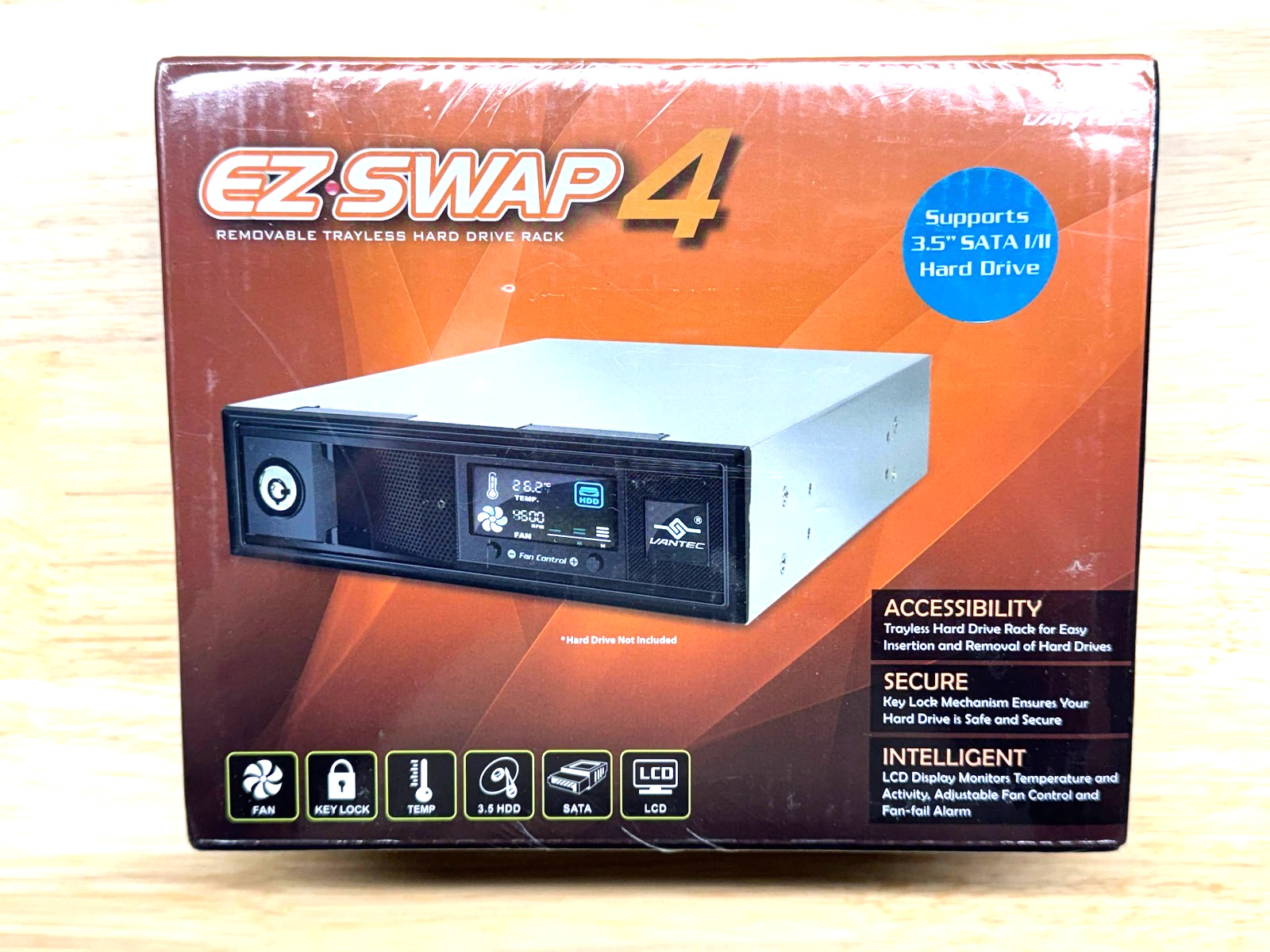 Vantec EZ-swap 4.5" Removable SATA Drive Rack LCD/Fan MRK-401ST-BK
