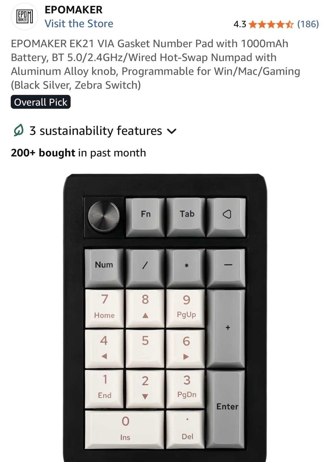 EPOMAKER EK21 VIA Wireless Bluetooth 2.4GHz Hot-Swap RGB Programmable Keypad