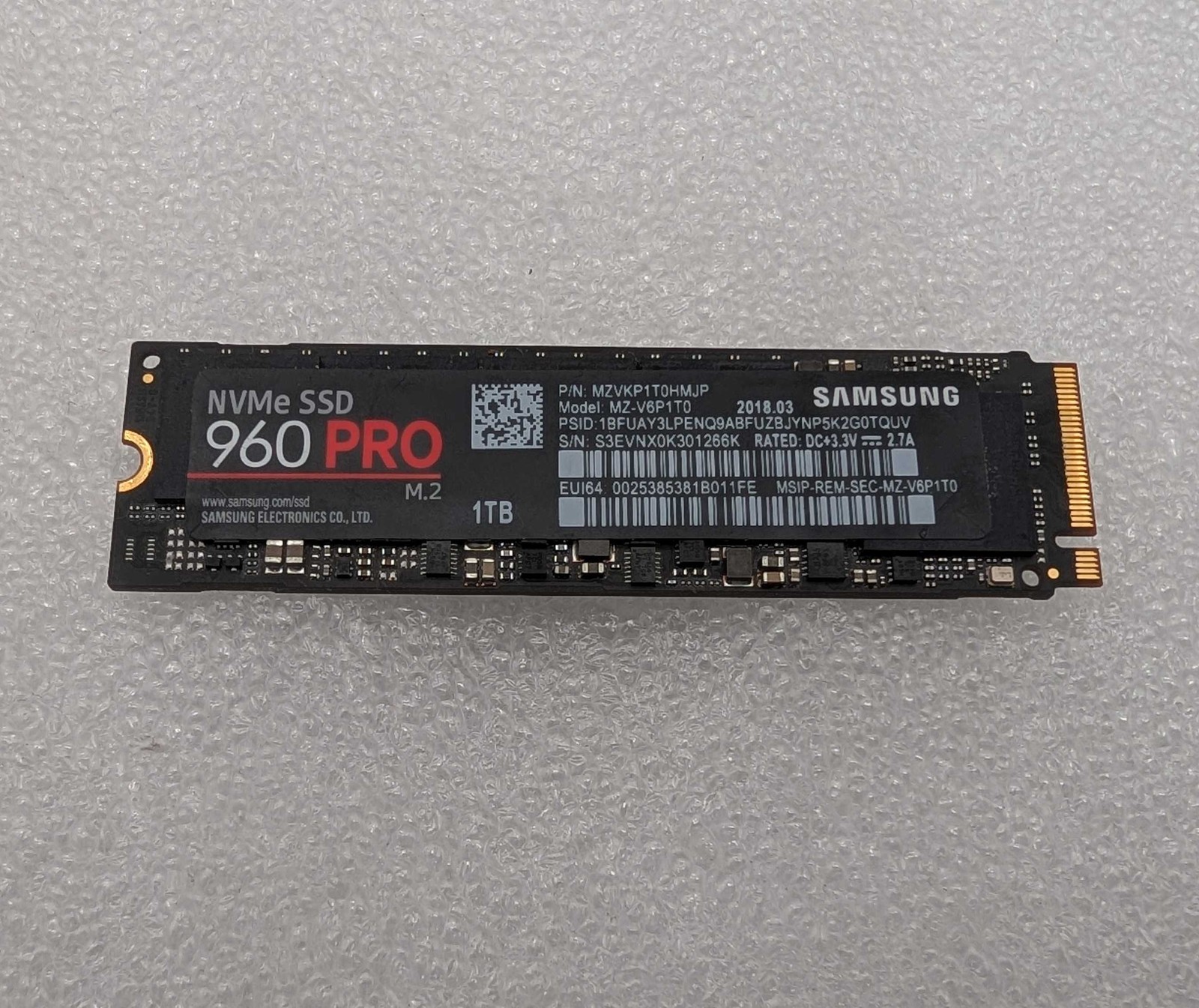 Samsung 960 Pro 1TB Solid State Drive SSD M.2 NVME MZVKP1T0HMJP