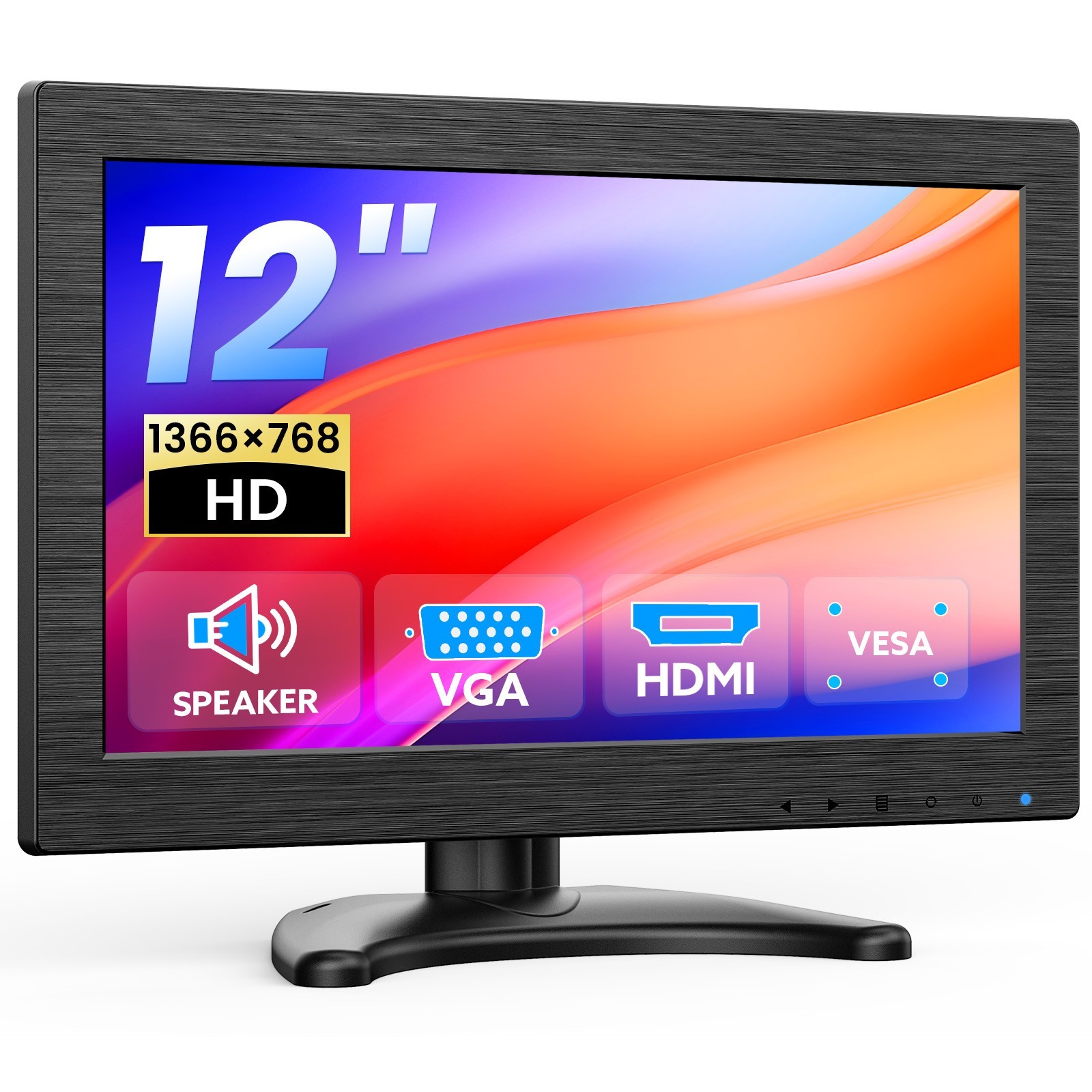 Eyoyo 12" Small Monitor 1366x768 HDMI VGA Video Monitors for CCTV PC Raspbery Pi