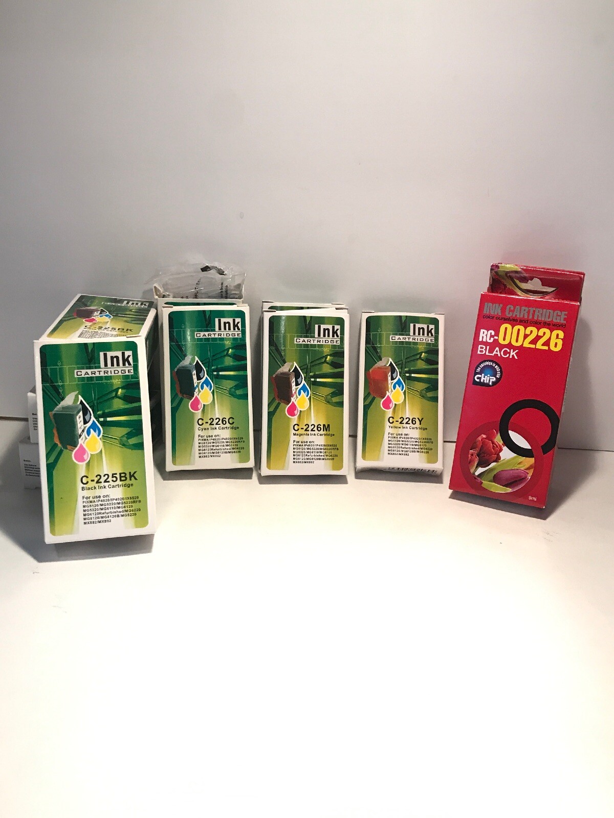 Lot of 11 Canon Compatible Ink Cartriges C225BK  C226Y C226M C226C RC00226