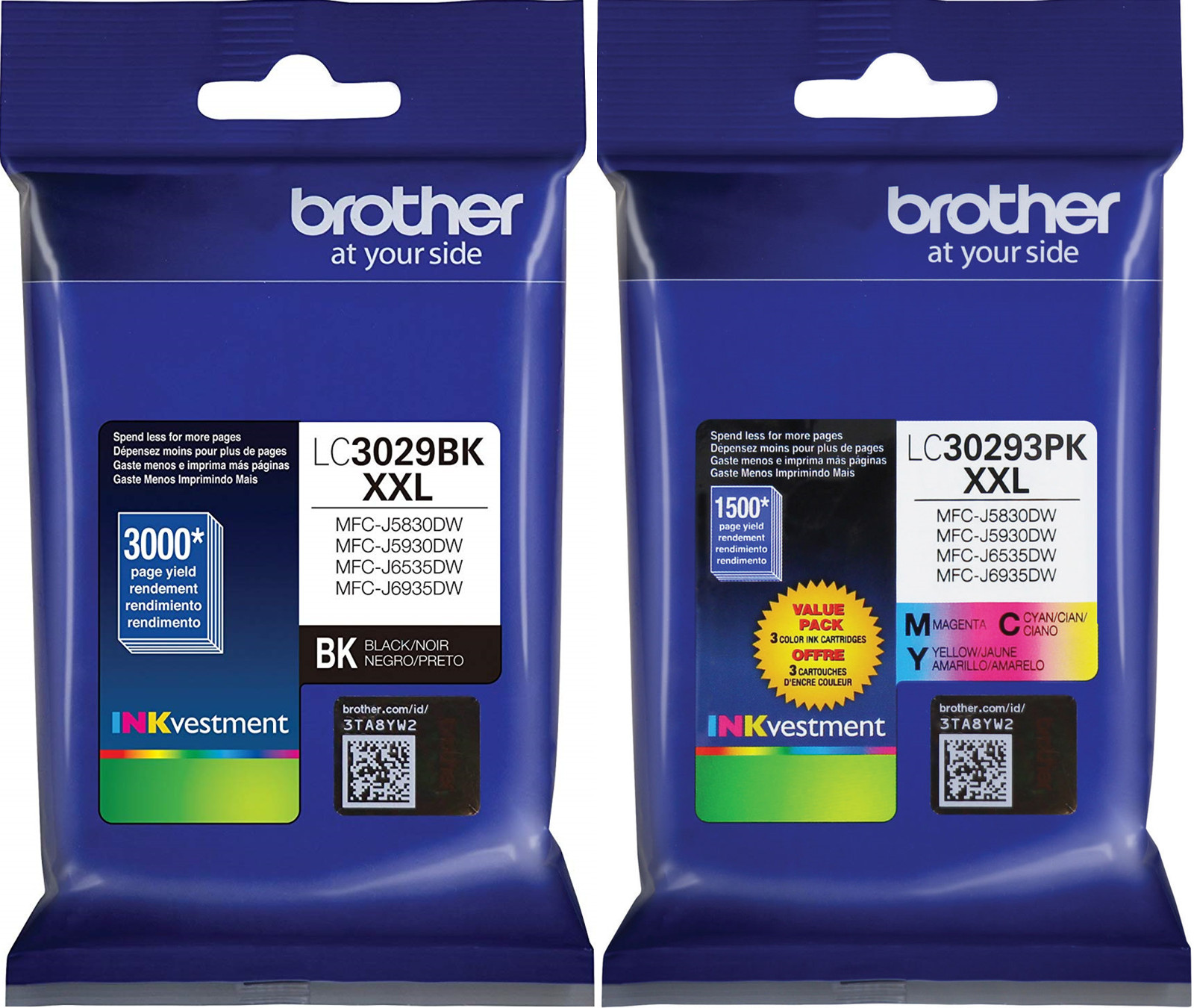 New Genuine Brother LC3029XXL Black Color 4PK Ink Cartridges Exp. 2027