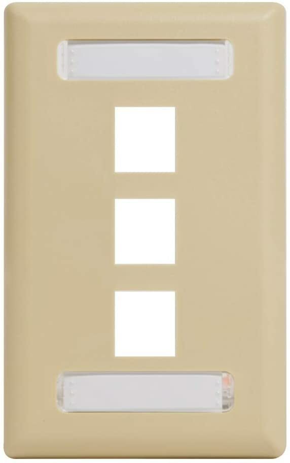 ICC Station ID Faceplate with 3 Ports for EZ/HD Style in Single Gang, Ivory