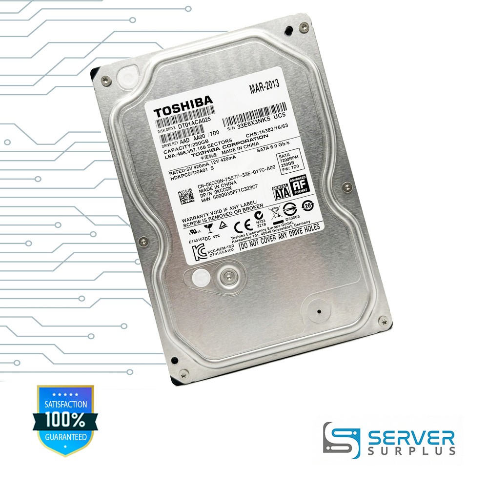 Toshiba 250GB SATA 6Gb/s 3.5 in Enterprise HDD | DT01ACA025