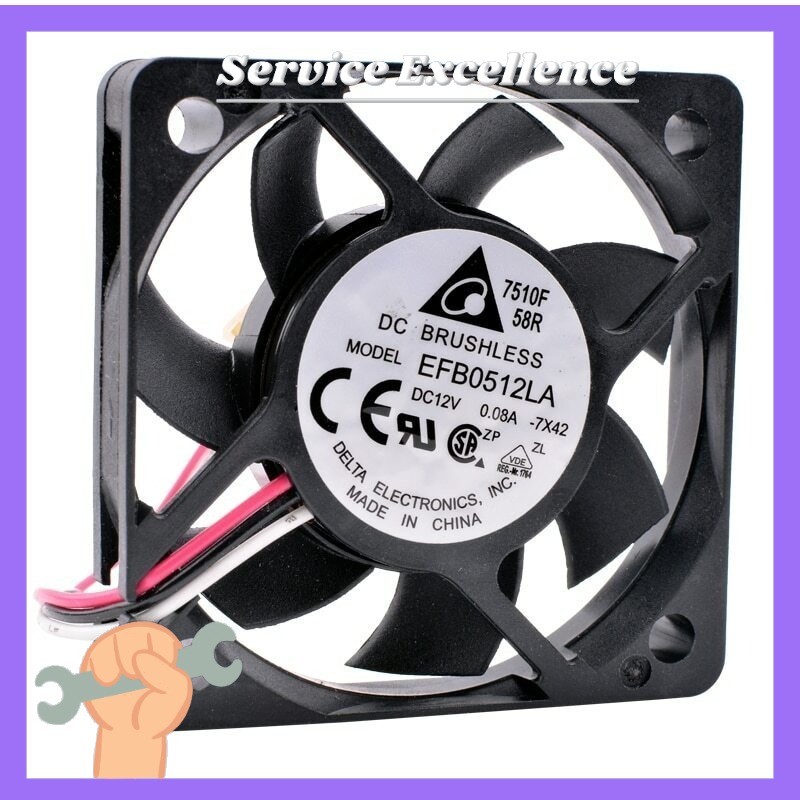 One DELTA EFB0512LA DC12V 0.08A 50x50x10mm Speed Monitoring Silent Fast Shipping