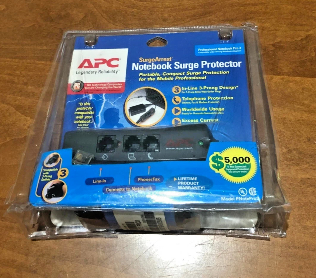 APC SurgeArrest Notebook Surge Protector Notebook Pro3 In-Line 3 Prong Design