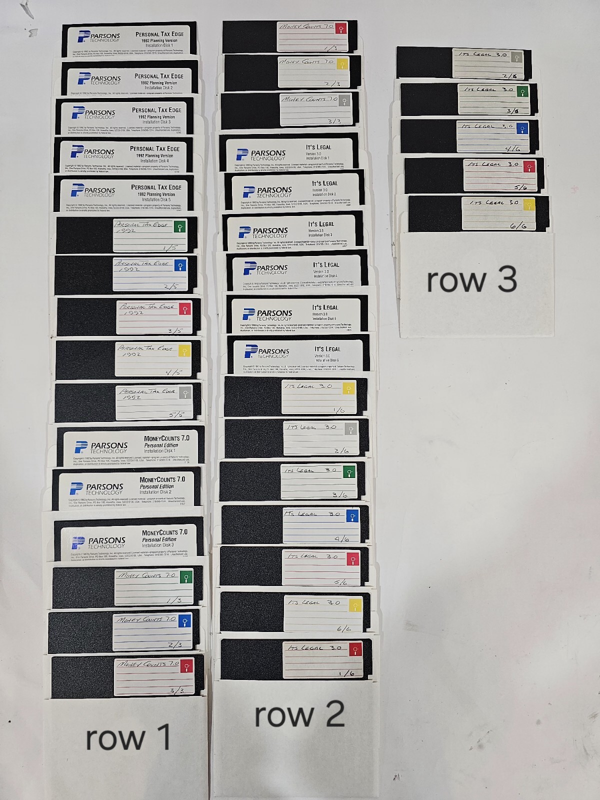 Parsons Technology Vintage Tax Software 1992 Lot of 37 5.25" Floppy Disks