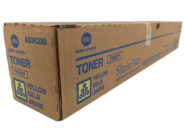 Genuine Konica Minolta TN321Y (A33K230) Yellow Toner Cartridge - Factory Sealed