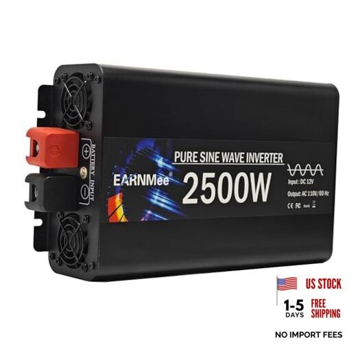Power Inverter 2500 Watt,Vehicles 12V to 110V Converter 2500w,Power E2500W12V