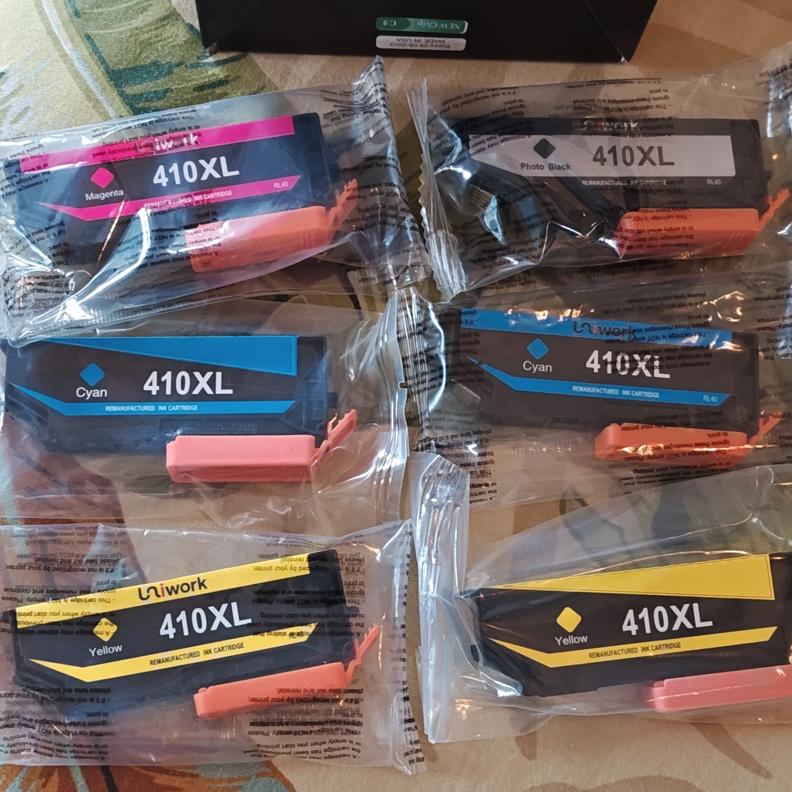 Uniwork 410XL 6 Premium Ink Cartridge 2 Yellow, 2 Cyan Color, 1 Black ,1 Mag  