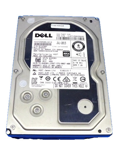 HGST HUS726060AL4214 6TB 12G SAS 3.5" Enterprise HDD 0F22902 * For Parts *