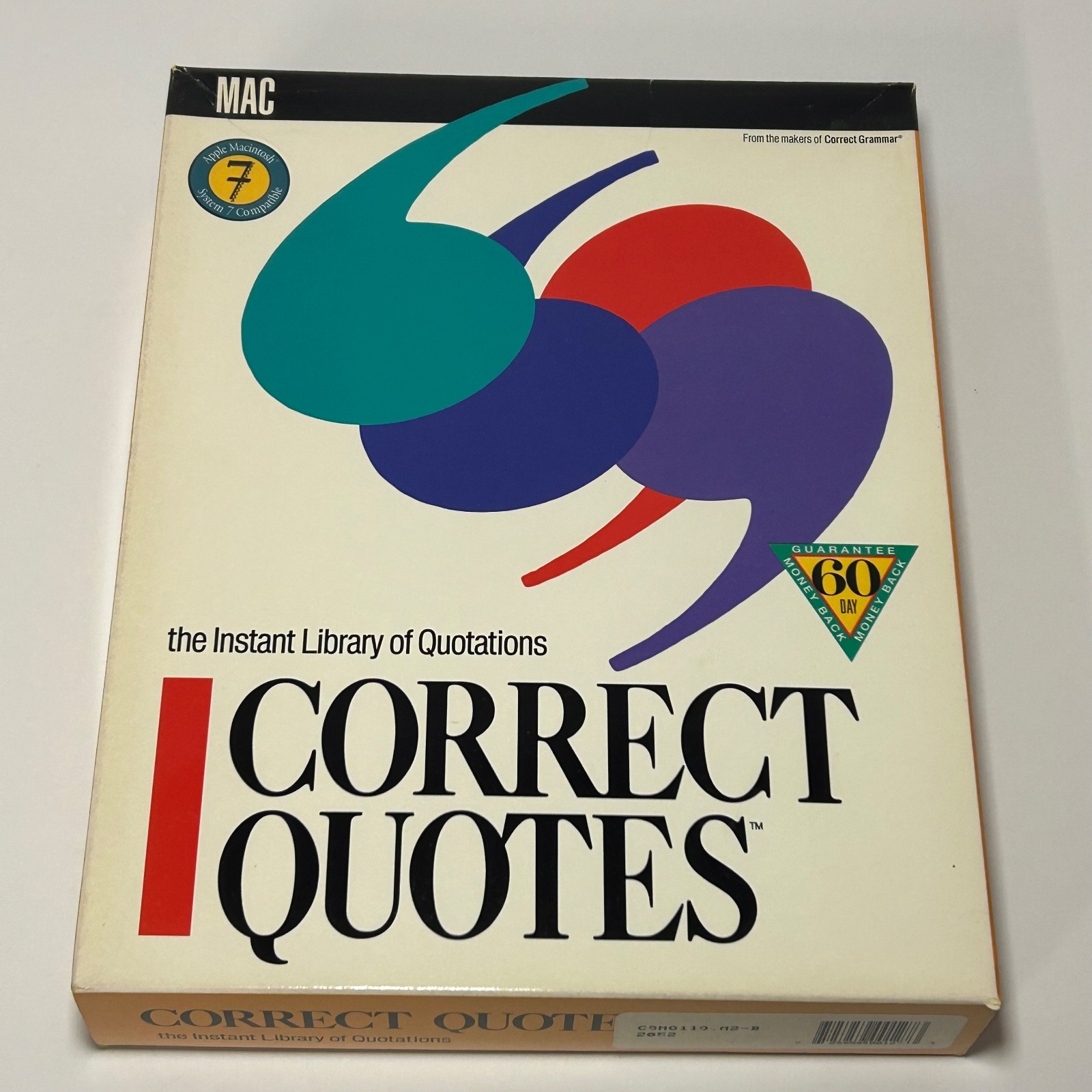EXTREMELY RARE VINTAGE 1991 CORRECT QUOTES FOR MAC w/ Original Box & Manual