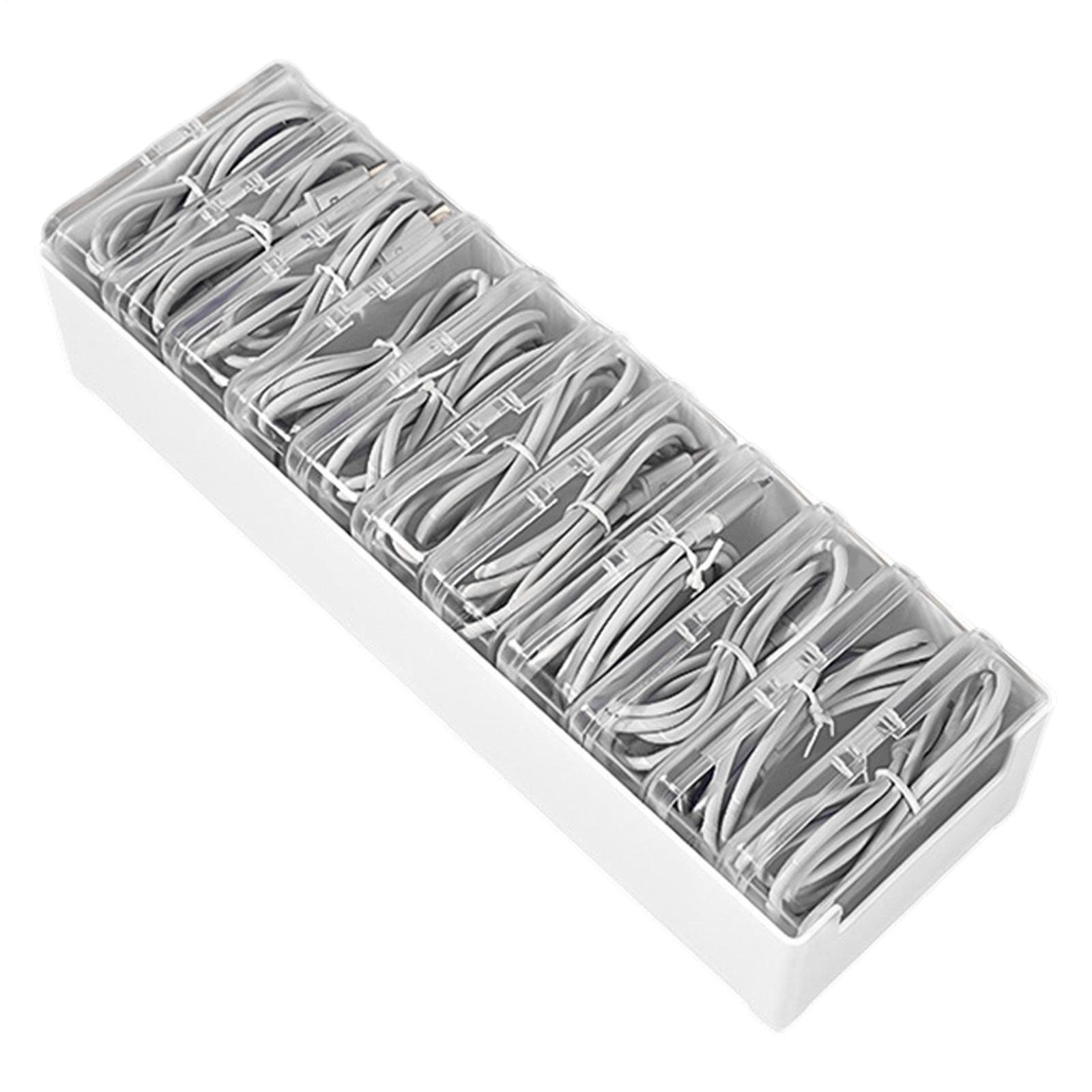 Cable Management Box with 11 Clear Cases, Desk Cable Organiser