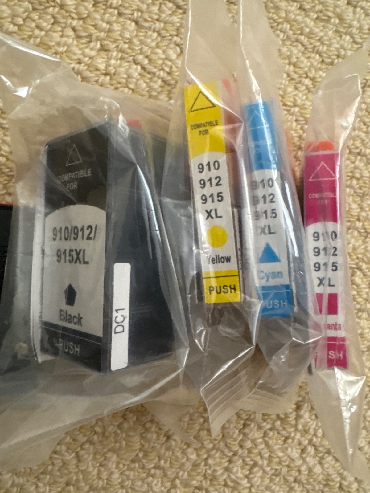 HP compatible 910/912/915XL PRINTER CARTRIDGE SET black, yellow, cyan, & magenta