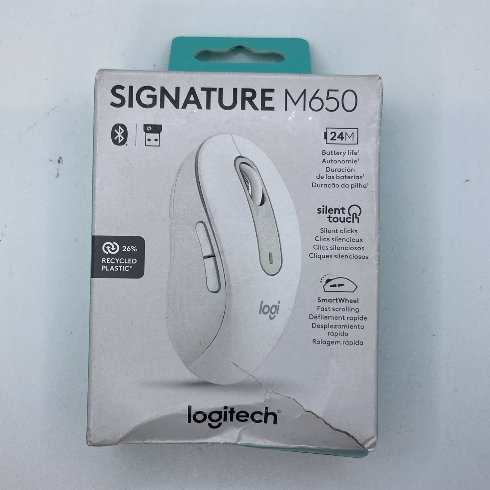 Logitech - Signature M650 Wireless Scroll Mouse with Silent Clicks - WHITE MR