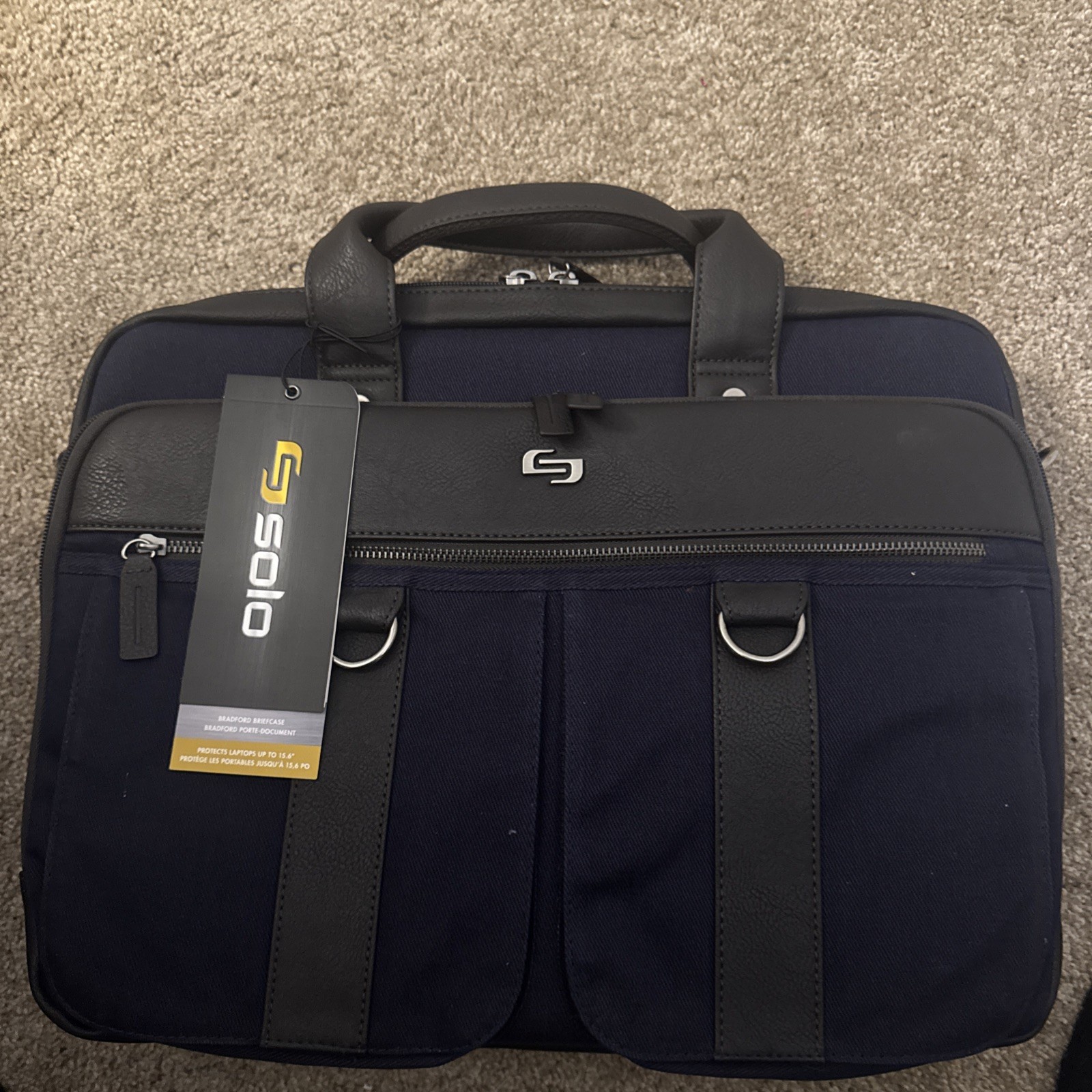 Solo Bradford Executive 16" Laptop Bag Navy New