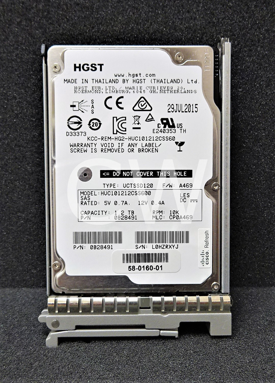 Cisco UCS-HD12T10KS2E 1.2TB 10000RPM 6Gb/s 2.5" SAS Hard Drive Hitachi HUC101212