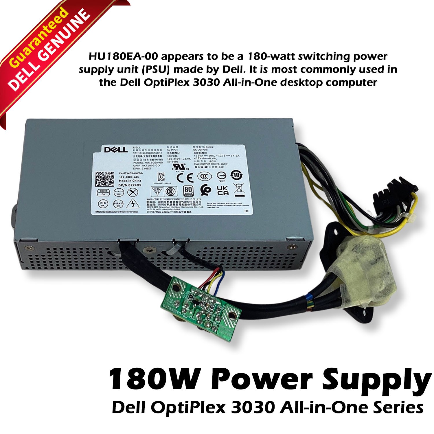 Dell Optiplex 3030 AIO 180W 80+ Bronze Power Supply PSU HU180EA-00 2Y4D5 8WJ7H