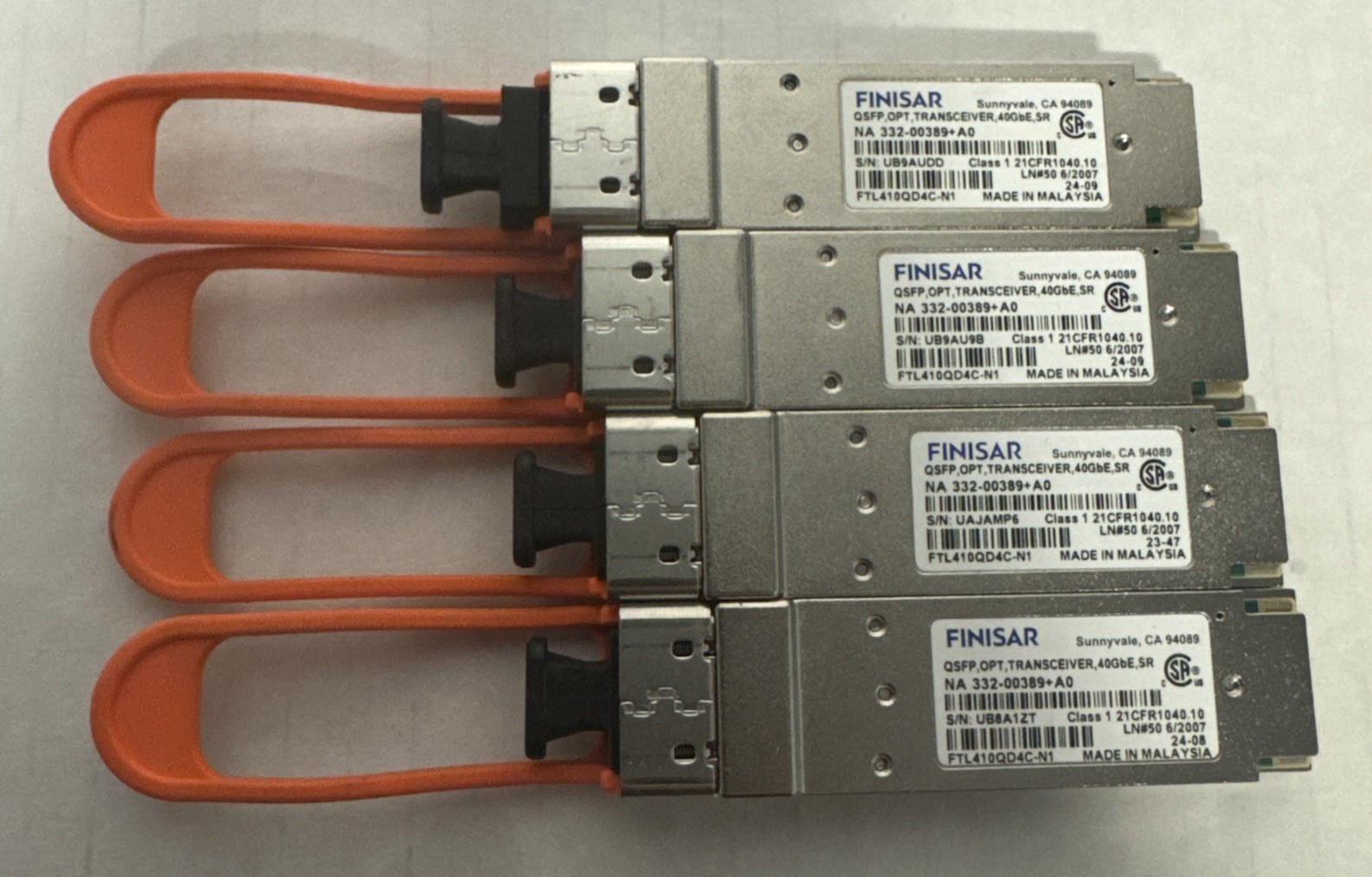 *Lot of 4* Finisar FTL410QD4C QSFP 40GBASE-SR4 (FTL410QD4C-N1) Transceiver